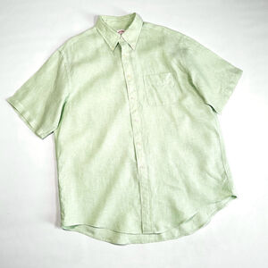 Brooks Brothers Mens Shirt Button Down Linen Shirt Size L Mint Green